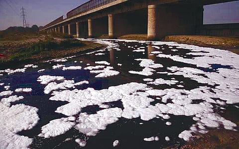 Wastewater polluting Yamuna