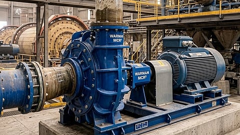 WARMAN MCR² slurry pump operating in a mineral-processing mill circuit.