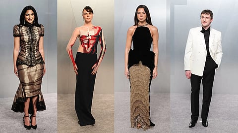 L-R: Isha Ambani, Cara Delevingne, Dua Lipa, and PVanity Fair Oscar Party 2026aul Mescal at the