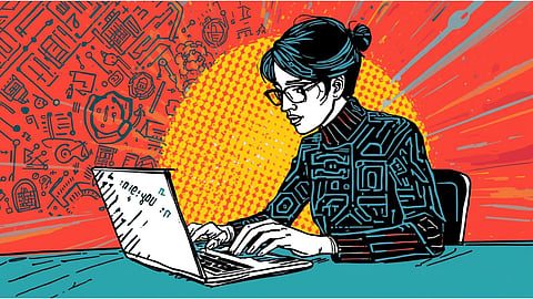 A person using a laptop in incognito mode with a padlock icon on the screen, symbolizing the misconception that private browsing ensures complete online anonymity.