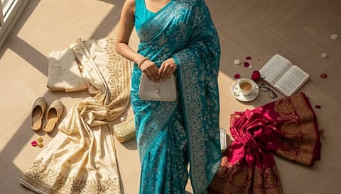 Step into elegance with beautifully crafted sarees, pick from sequined, Banarasi, & woven delights. Explore charm, elegance and drapes of this regal garment.