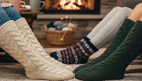 Stay cosy all winter with soft wool socks that keep women warm and comfortable—perfect for everyday wear at home, work or relaxing during chilly days.
