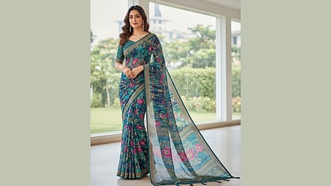 From luxurious silk to lightweight georgette, sarees suit various occasions, seasons, and comfort preferences.