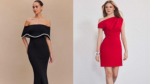 Style that stops traffic, kept sleek—explore off-shoulder sheath dresses in clean, fitted silhouettes, easy to style for dinners, parties and night plans.