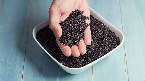 Black rice contains the same purple antioxidant as blueberries but costs a fraction.