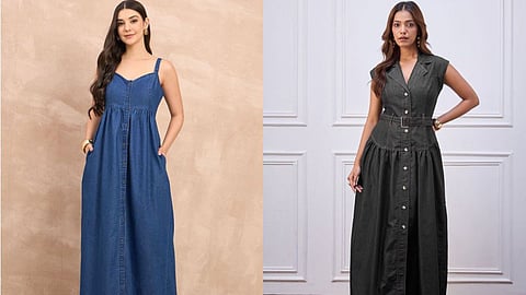 Denim Maxi Dress Collection on Myntra