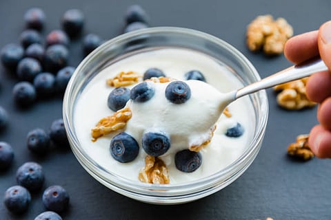 As Greek Yogurt contains potassium, it can help in managing blood pressure by counteracting sodium.