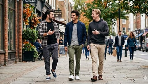 Comfortable men’s trousers in linen blend fabric.