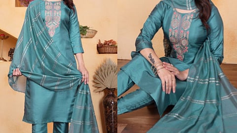 The kurta sets combine modern silhouettes with timeless ethnic patterns.
