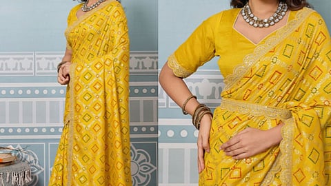 Colourful Bandhani sarees are available in different fabrics and styles.