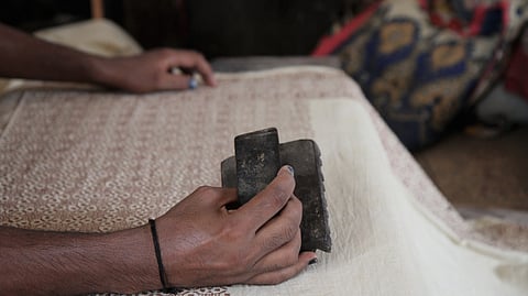 Ajrak is a traditional form of hand block printing practiced primarily in Gujarat and Rajasthan.