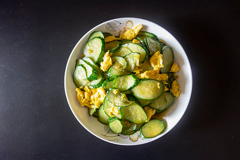 Cucumber and egg boat recipe