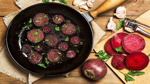 Grated beetroot can be mixed into whole wheat dough to make colourful rotis or parathas.