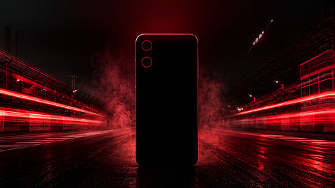 The Redmi Turbo 5 with flat display, dual rear cameras, and premium metal-frame design.