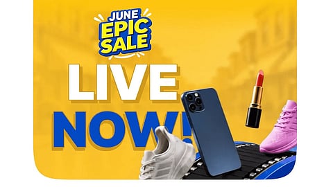 Promotional banner for the Flipkart June Epic Sale featuring the "Live Now" message.