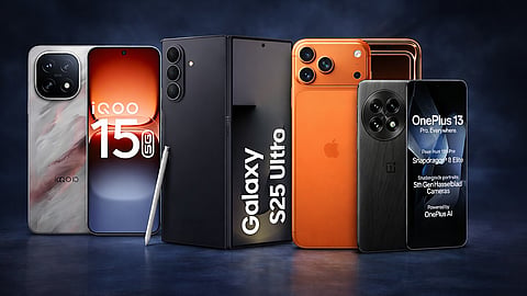 Amazon Prime Day 2026 premium smartphone deals featuring the iPhone 17 Pro Max, Samsung Galaxy S25 Ultra, OnePlus 13, iQOO 15, and Galaxy Z Fold 7.