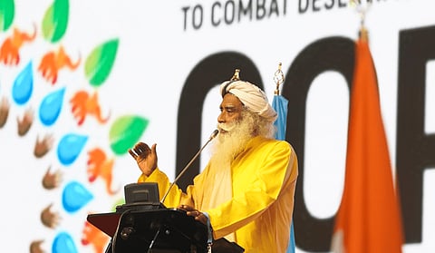 Sadhguru addresses representatives from 195 nations as part of his mission to raise awareness about saving our soil