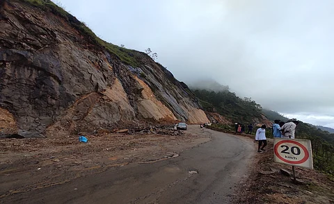 Kochi-Dhanushkodi National Highway Landslide debris Near Devikulam