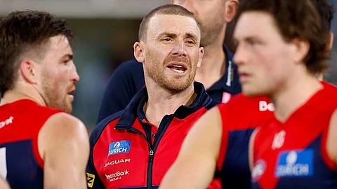 Simon Goodwin. Dylan Burns/AFL Photos via Getty Images