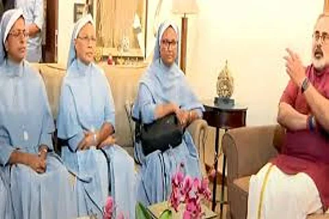 മലയാളി കന്യാസ്ത്രീകള് ബിജെപി സംസ്ഥാന അധ്യക്ഷനെ സന്ദര്ശിച്ചു
