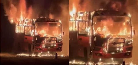 കോഴിക്കോട്ടേക്കുള്ള കെഎസ്ആര്ടിസി ബസിന് തീപിടിച്ചു