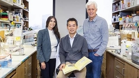 Drs. Rhonda Bassel-Duby, Takahiko Nishiyama and Eric Olson (l-r) published a study on their use of the CRISPR-Cas9 gene editing system to correct mutations responsible for dilated cardiomyopathy.
