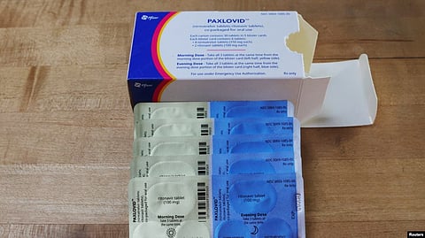 FILE - Anti-viral medication Paxlovid, used to treat COVID-19, is displayed in this picture illustration taken in Medford, Massachusetts, May 12, 2022.