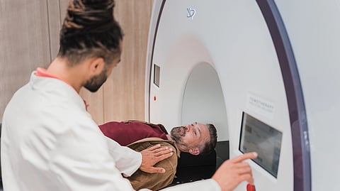 Imaging technique may measure absorbed dose from radiation therapy.