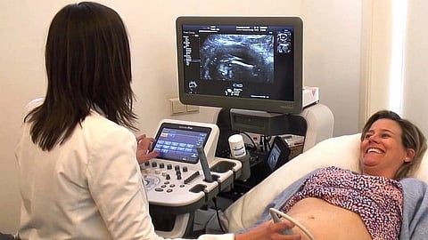 Pregnancy check-up with an obstetrics technician. Wikimedia Commons