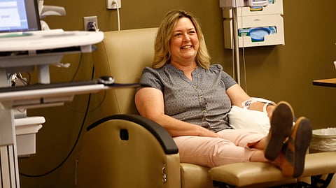Paula Bruton Shep
ard had difficulty getting monthly infusions
to treat her lupus
. 
(
Bruce E. Stidham for KFF
Health News
)