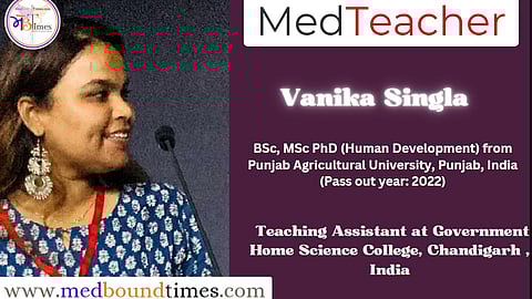 Vanika Singla, BSc, MSc PhD (Human Development) from Punjab Agricultural University, Punjab, India (Pass out year: 2022)