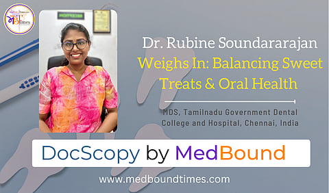Picturof Dr. Rubine Soundararajan, MDS, with her college name and professional qualifications displayed.