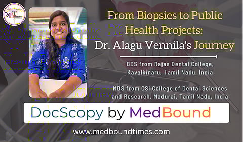Dr. Alagu Vennila, BDS from Rajas Dental College, Kavalkinaru, Tamil Nadu, India, MDS from CSI College of Dental Sciences and Research, Madurai, Tamil Nadu, India