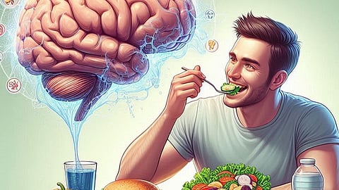 Healthy diet in youth and middle age can keep your brain sharp in senior years (Created by Susanta with Bing AI)