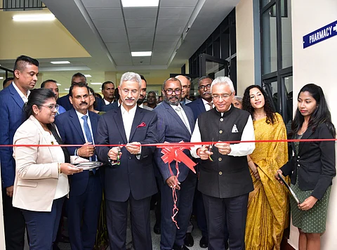 Together with Mauritian Prime Minister Pravind Kumar Jugnauth, Jaishankar launched India's first overseas Jan Aushadi Kendra on Wednesday. (Image from Dr. S. Jaishankar's X Account)