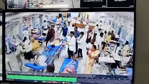 In the CCTV footage, it is clearly seen that the patient assaults the female intern by violently banging her head against a steel cot (Image from X/Twitter account: @DrDhruvchauhan).