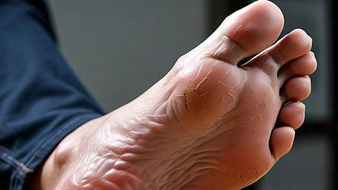 A swelled foot with ulcer