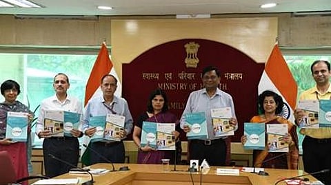 Other dignitaries present for the release of "Health Dynamics of India (Infrastructure and Human Resources) 2022-23" were Smt. Aradhana Patnaik, Additional. Secretary and Mission Director (NHM), Health Ministry, and senior officials of the Union Health Ministry (Image source: PIB)