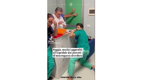 The attacks, often triggered by the deaths of patients, have escalated in frequency, particularly in areas like Southern parts of Italy Foggia, where hospitals have been stormed by enraged relatives and friends of the deceased. (Image from X/Twitter account : @poilofaccio)