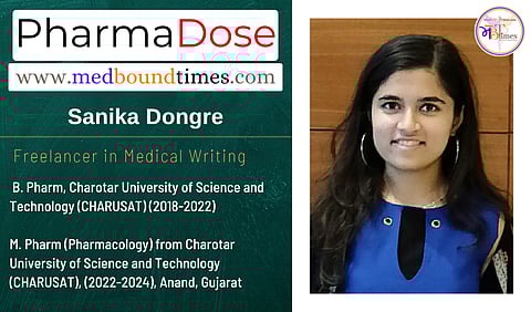 Sanika Dongre
B. Pharm, Charotar University of Science and Technology (CHARUSAT) (2018-2022)
M. Pharm (Pharmacology) from Charotar University of Science and Technology (CHARUSAT), (2022-2024), Anand, Gujarat
