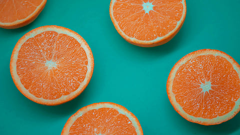 Oranges sliced in halves