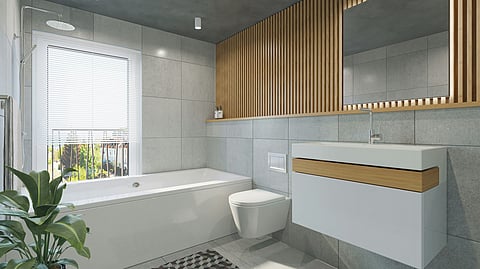 A stylish and modern bathroom.