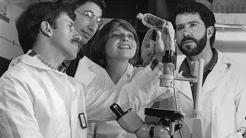 Researchers studying on the salivary gland cancer cells.