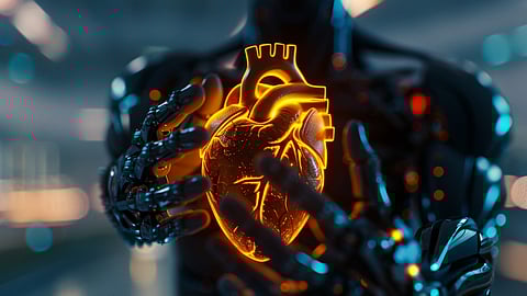 Futuristic representation of robotic human heart