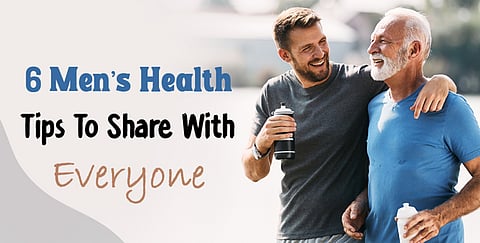 A old and a middle aged man talking after their workouts.