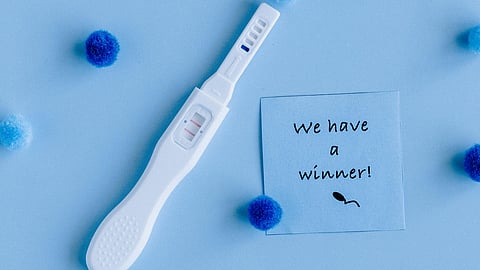 White and blue Pregnancy Test Kit