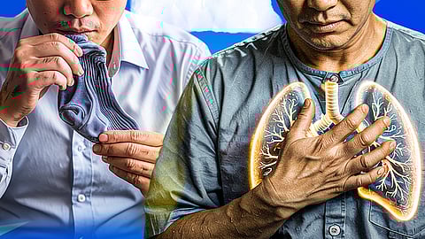 Man smelling his socks