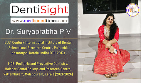 A picture of Dr. Suryaprabha in a orange outfit sitting on steps.