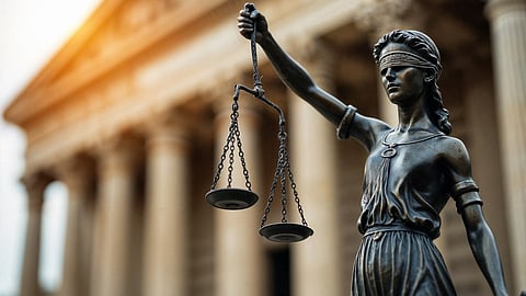 Close up on justice statue