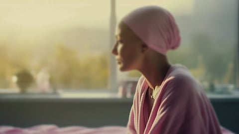 Side view woman with cancer